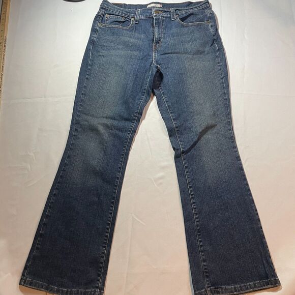 Levi's 515 Bootcut Jeans Womens Size 8S Blue Dark Wash Denim MId Rise Stretch - Picture 1 of 4